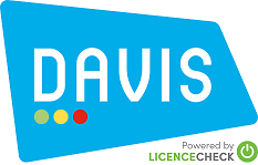 DAVIS Logo. A blue background with white DAVIS text on it.