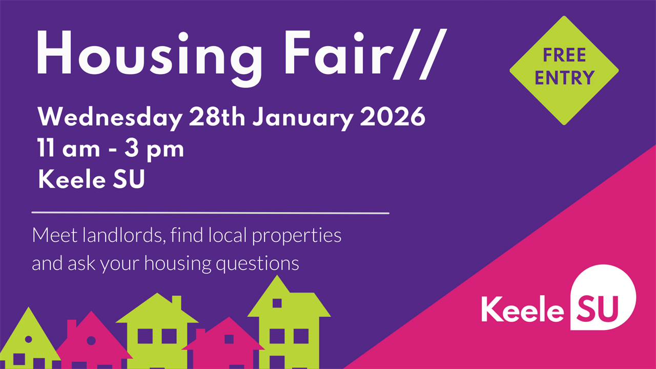 Housing Fair banner, text saying Housing Fair Wednesday 28th January 11 am to 3 pm