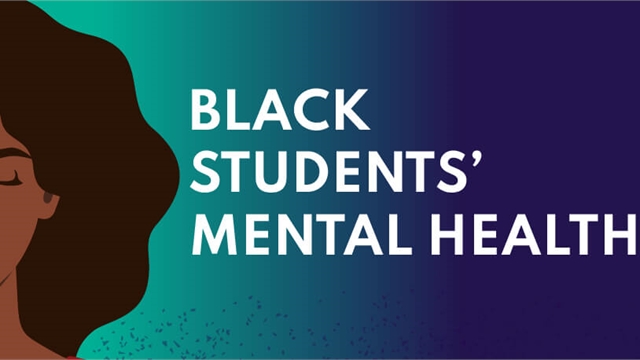 Black person with Black Students' Mental Health written by the side