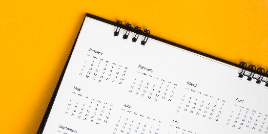 Calander on yellow background