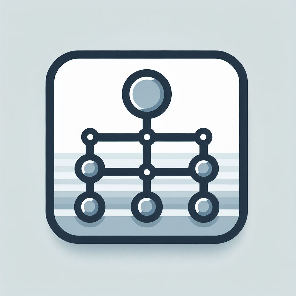 An icon representing governance and structure: a hierarchical diagram with connected nodes, symbolising organisational structure and decision-making processes.