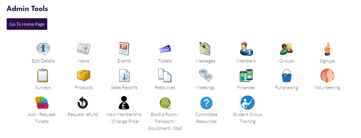 Admin tools screenshot