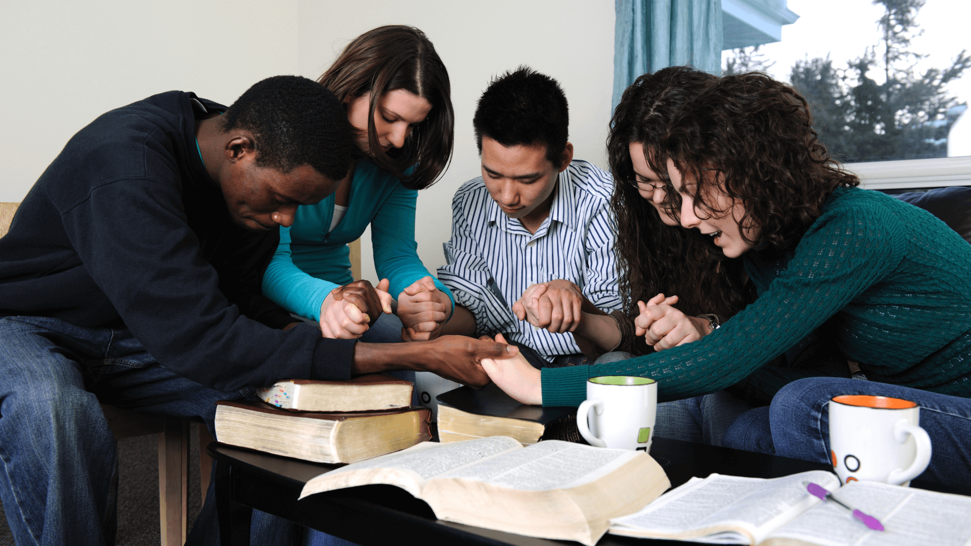 Group of students studying together