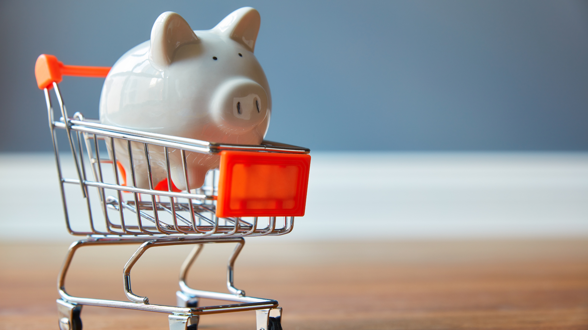 Piggy bank in a shopping trolley