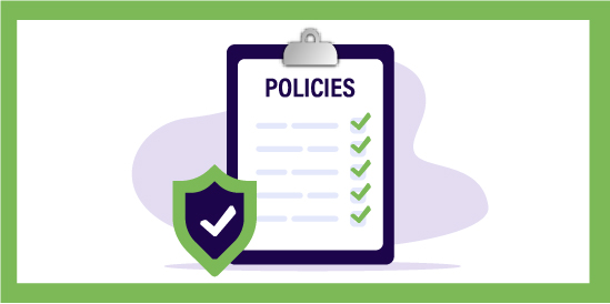 Clipboard with a policy checklist