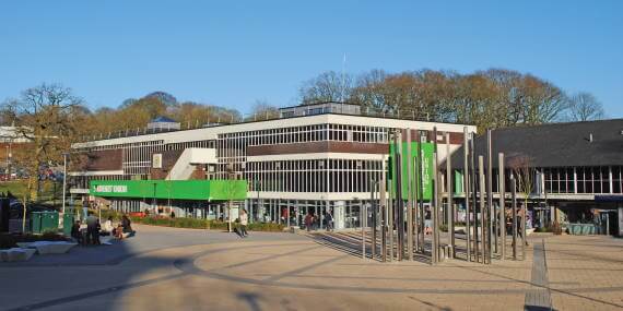 Students Unions Building looking from the Forest of Lights over Union Square