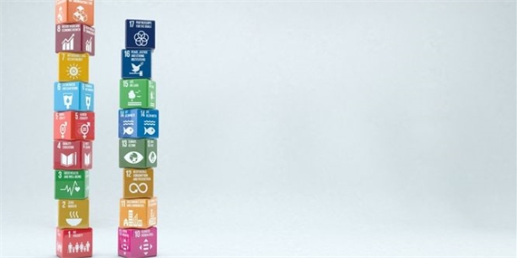 Sustainable Development Goals stacked in boxes